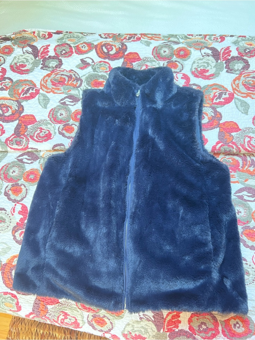 J. Crew Midnight Blue Faux Fur Vest